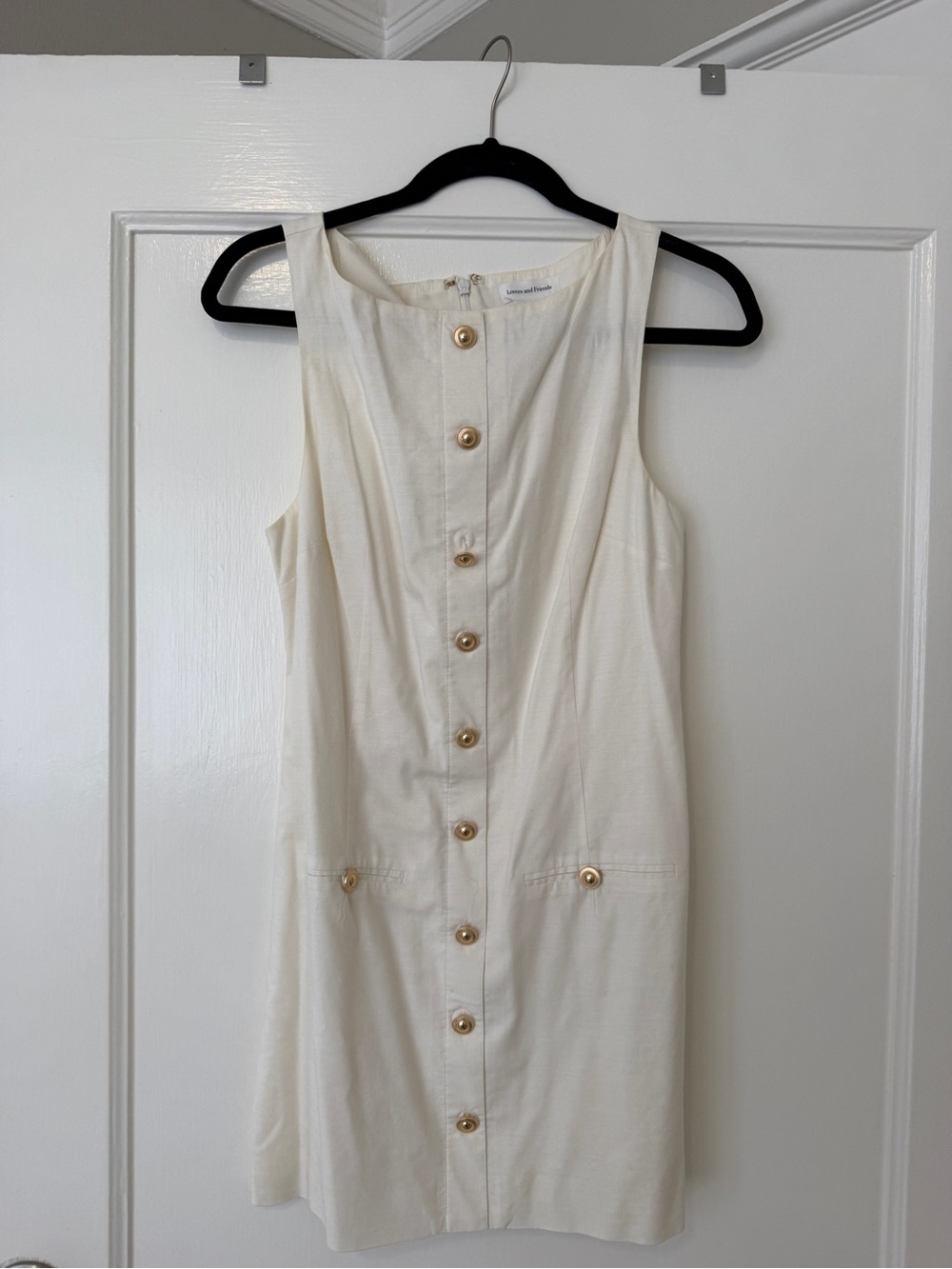 Lovers + Friends Cream Sleeveless Button-Front Mini Dress